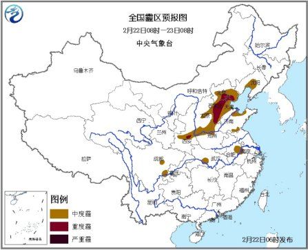 全國(guó)霾區(qū)預(yù)報(bào)圖。