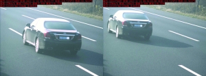 由于車速過快，高清探頭抓拍下的畫面，有一點點模糊 監(jiān)控截圖