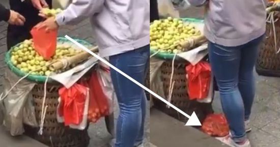 網(wǎng)上流傳的短片顯示，賣棗子棗子的小販以偷龍轉(zhuǎn)鳳的手段把棗子換掉。