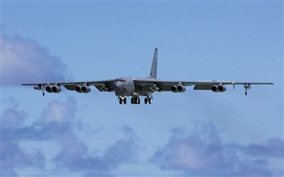 美軍B-52戰(zhàn)略轟炸機。其為韓三大核保護傘之一。