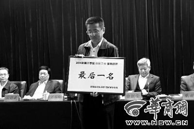 昨日會上，韓城市因?yàn)樵谪敹惞ぷ鞣矫婵己伺琶^后，獲取了一個黃牌。