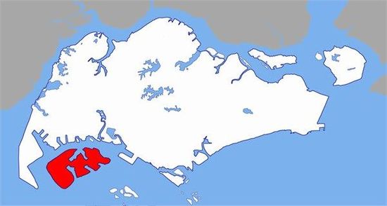 紅色為PX工廠所在裕廊島，與新加坡主城區(qū)距離5公里