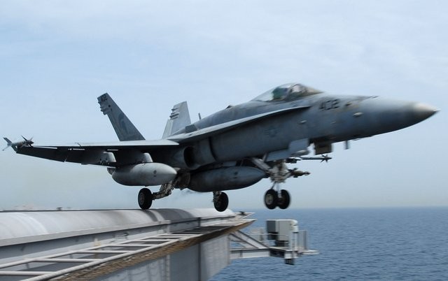 資料圖：美軍F-18艦載機(jī)。